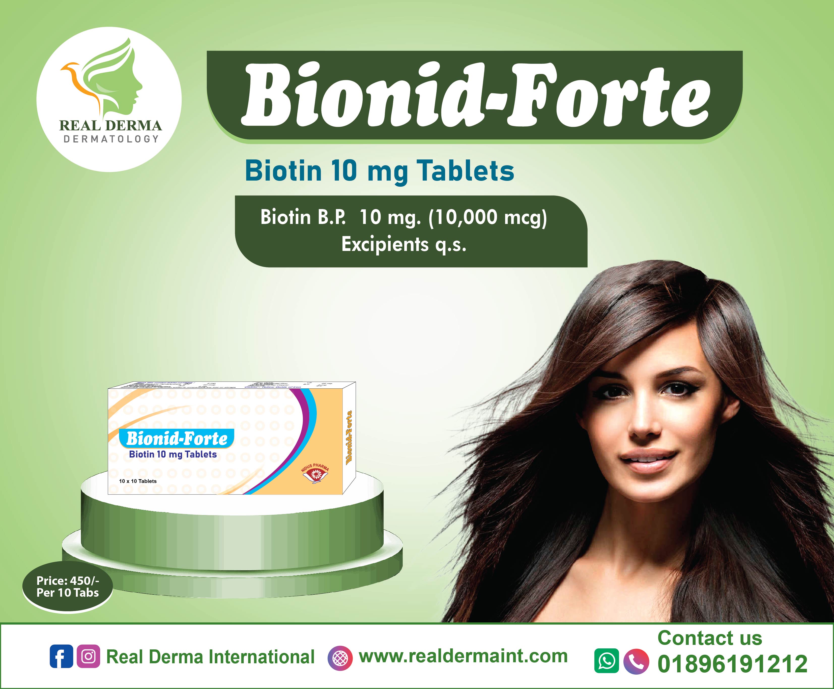 Bionid Forte Biotin 10mg Hair Skin & Nail Support Tablet