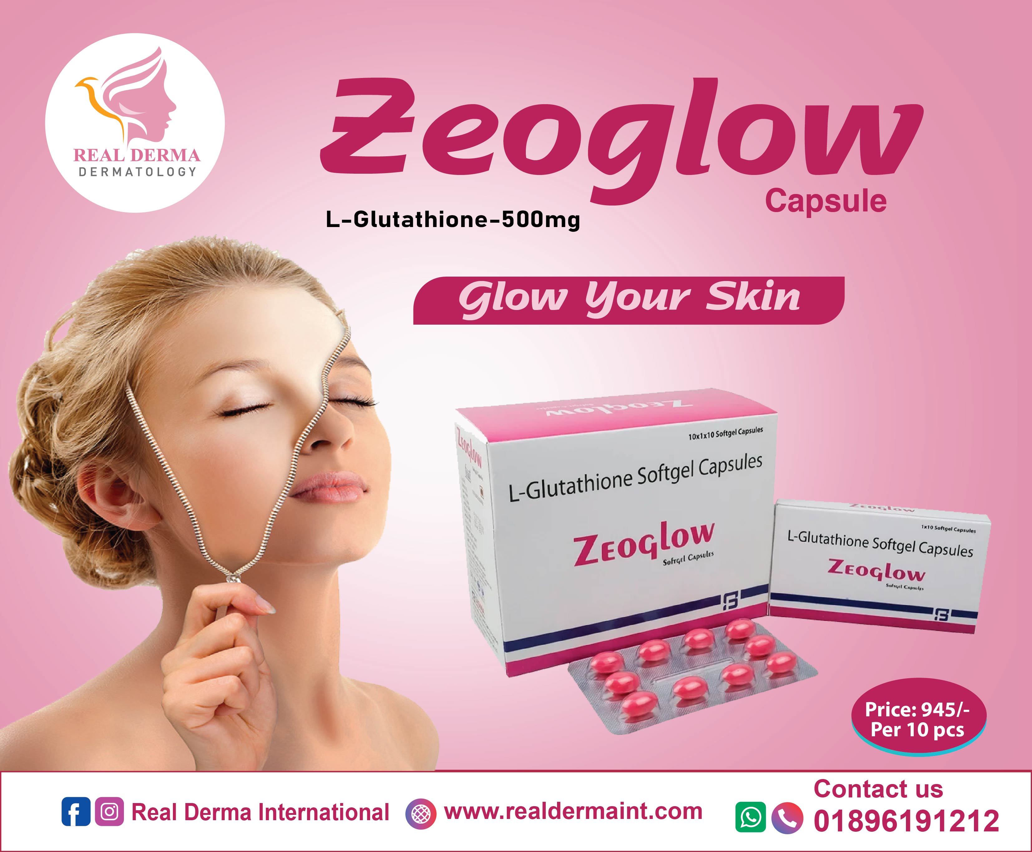 Cap Zeoglow Brightening Glowing Whitening Skin Solution